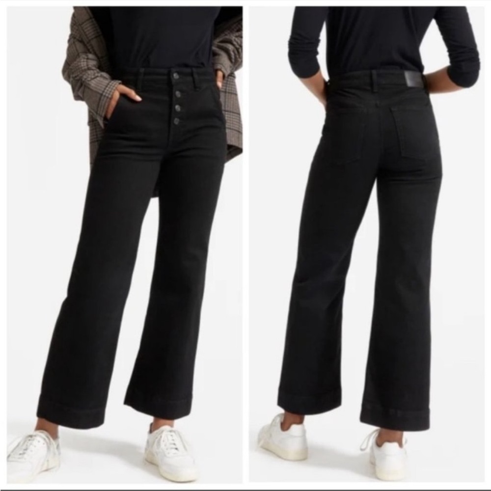 NWT Everlane The Button-Fly Wide-Leg Jean black